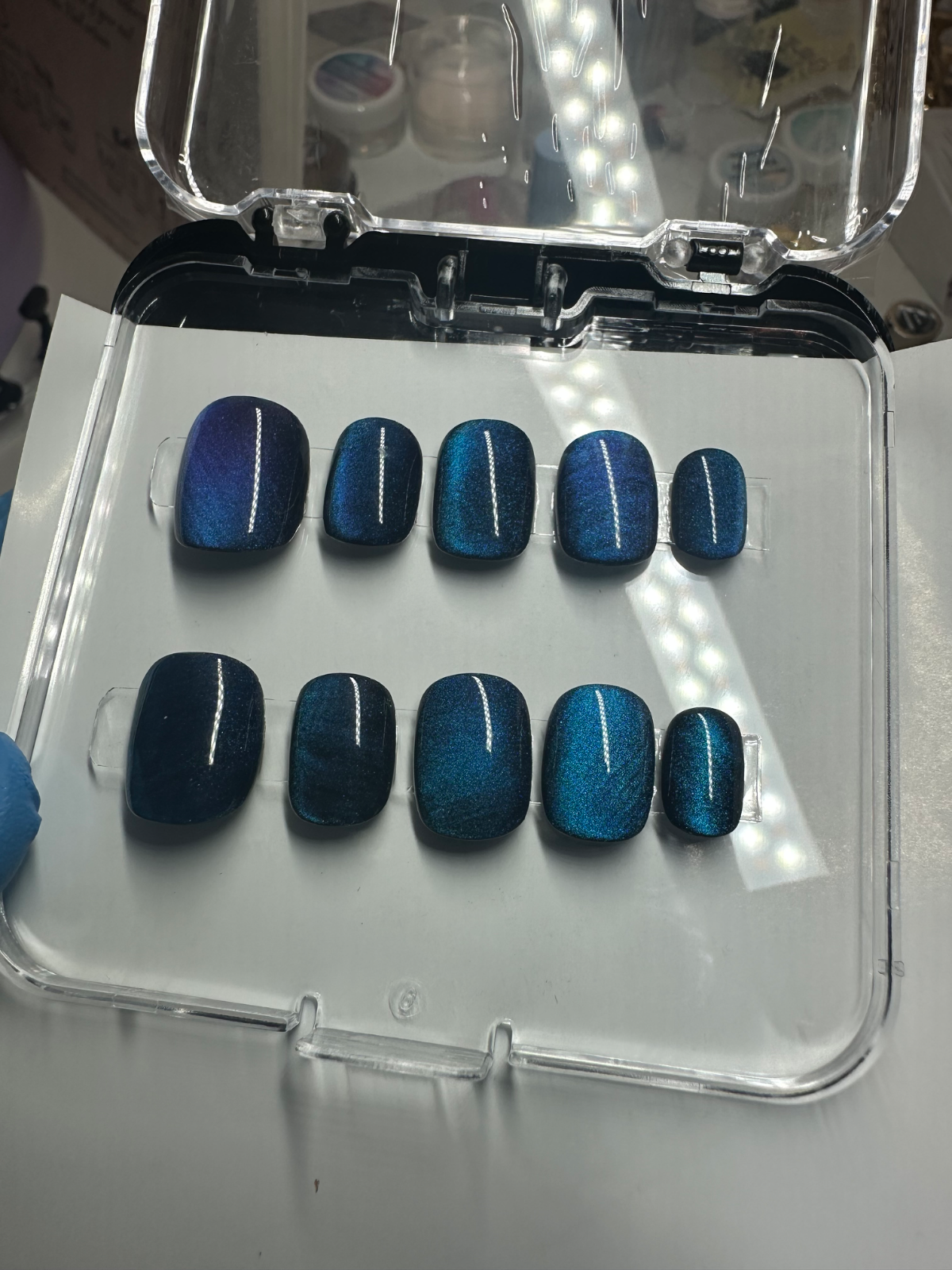 Textured navy that flashes at the right angle!